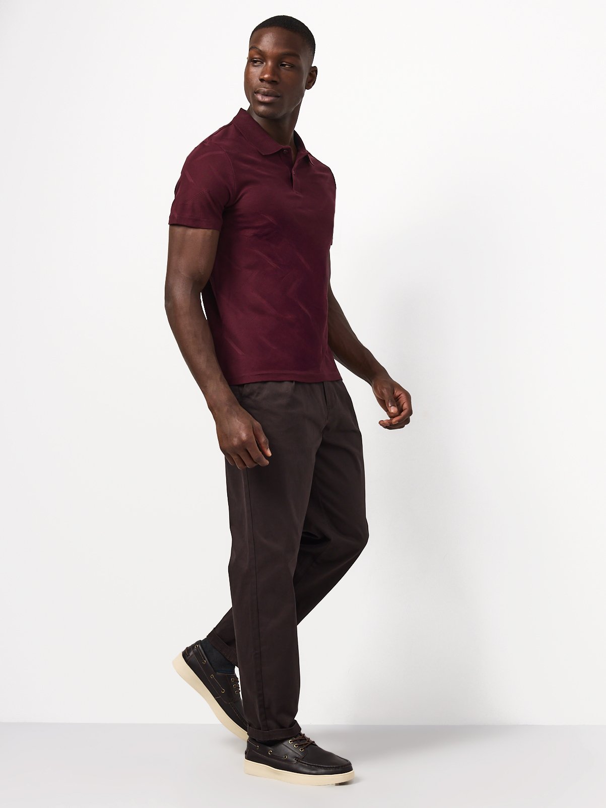 Dark Red Patterned Polo Shirt XXXL - Image 2 thumbnail